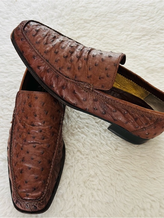 Stefano Ricci Ostrich Quill Genuine Brown leather Loafers Shoes size 9 main image 12
